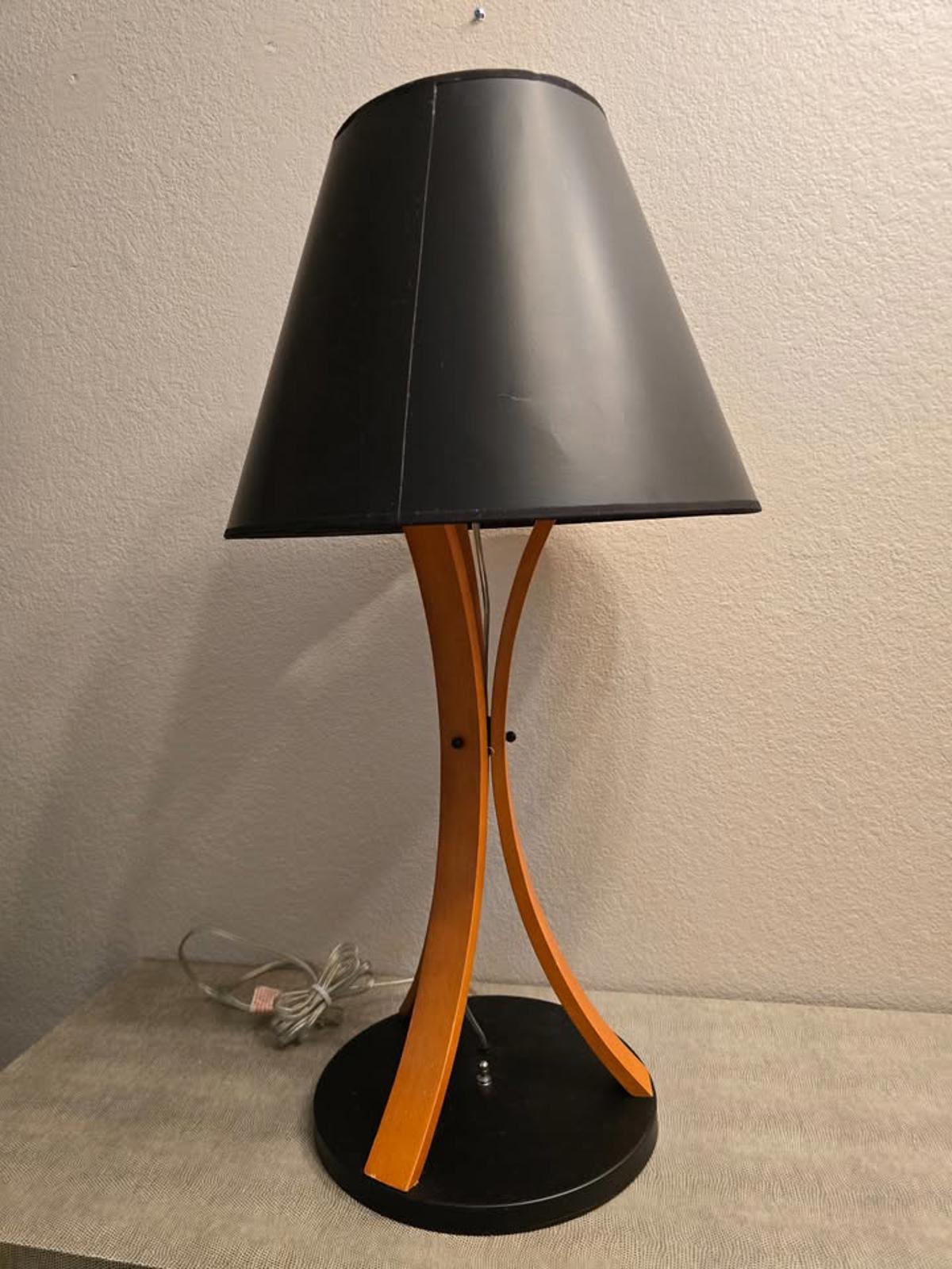 MCM Wood Lamp w/ Black Shade