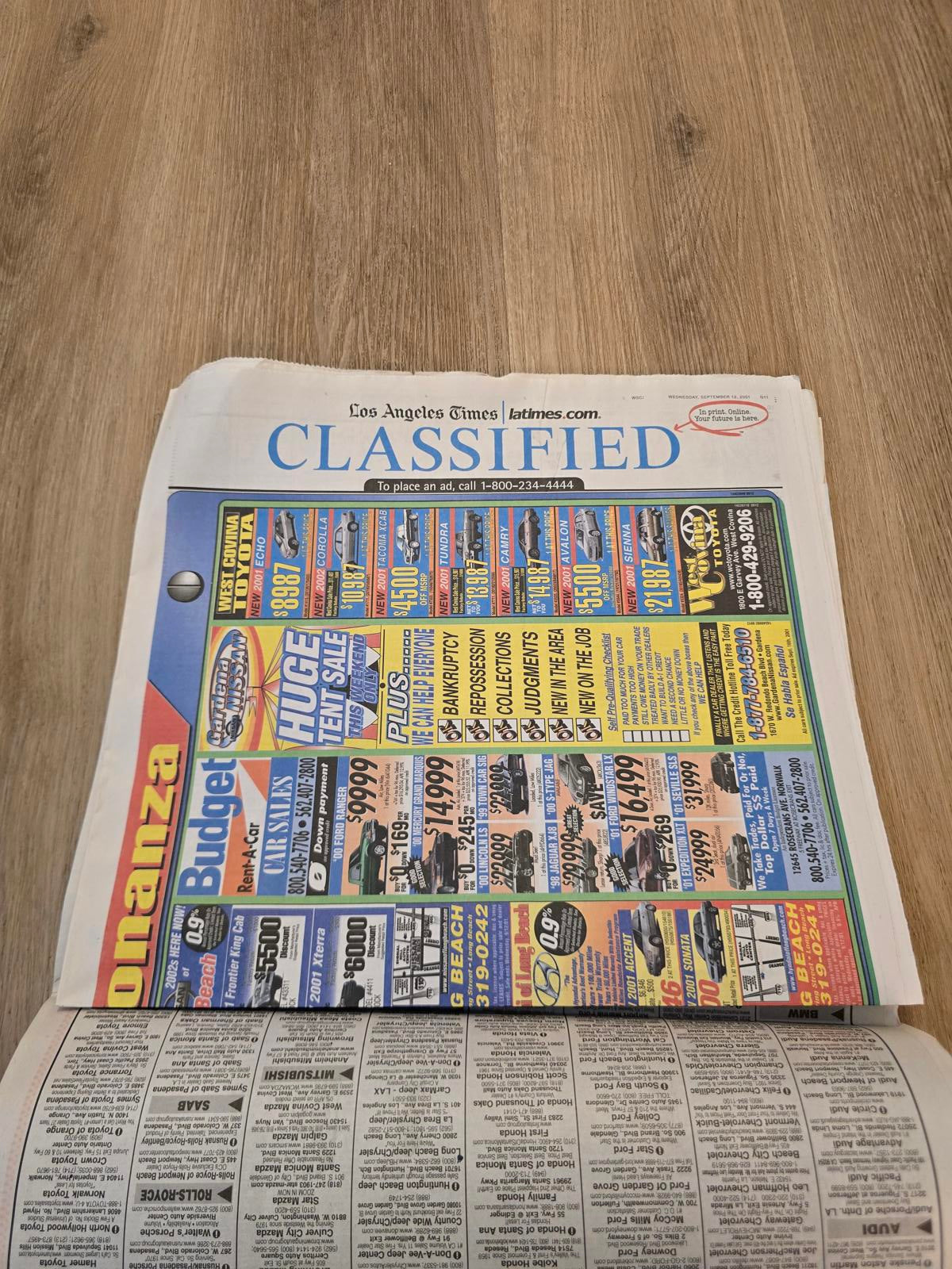 Los Angeles Times and USA Today- "Act of War" 9/12/2001