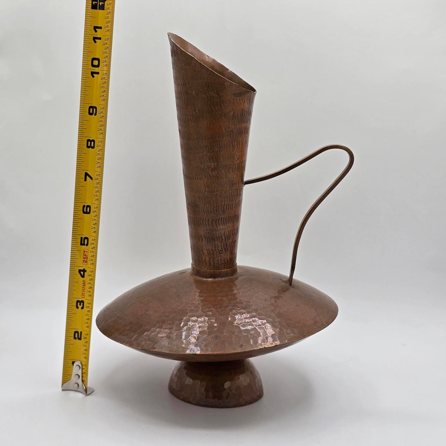 Vintage MCM Asymmetrical Hammered-Copper Pitcher