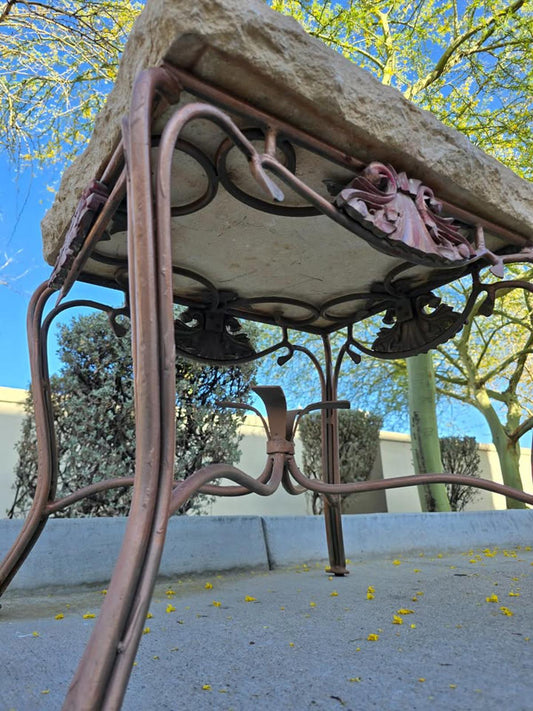 Travertine Side Table - Indoors or Outdoors