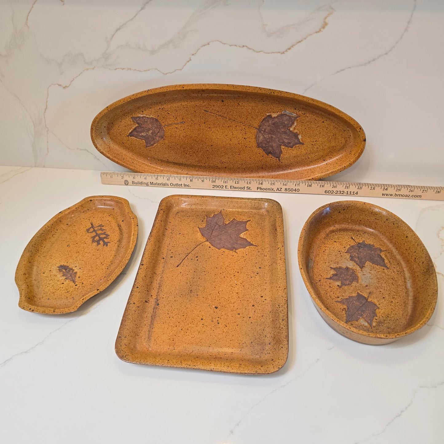 Handcrafted Studio Pottery Serving Pieces Maple Leaves - Priced Individually