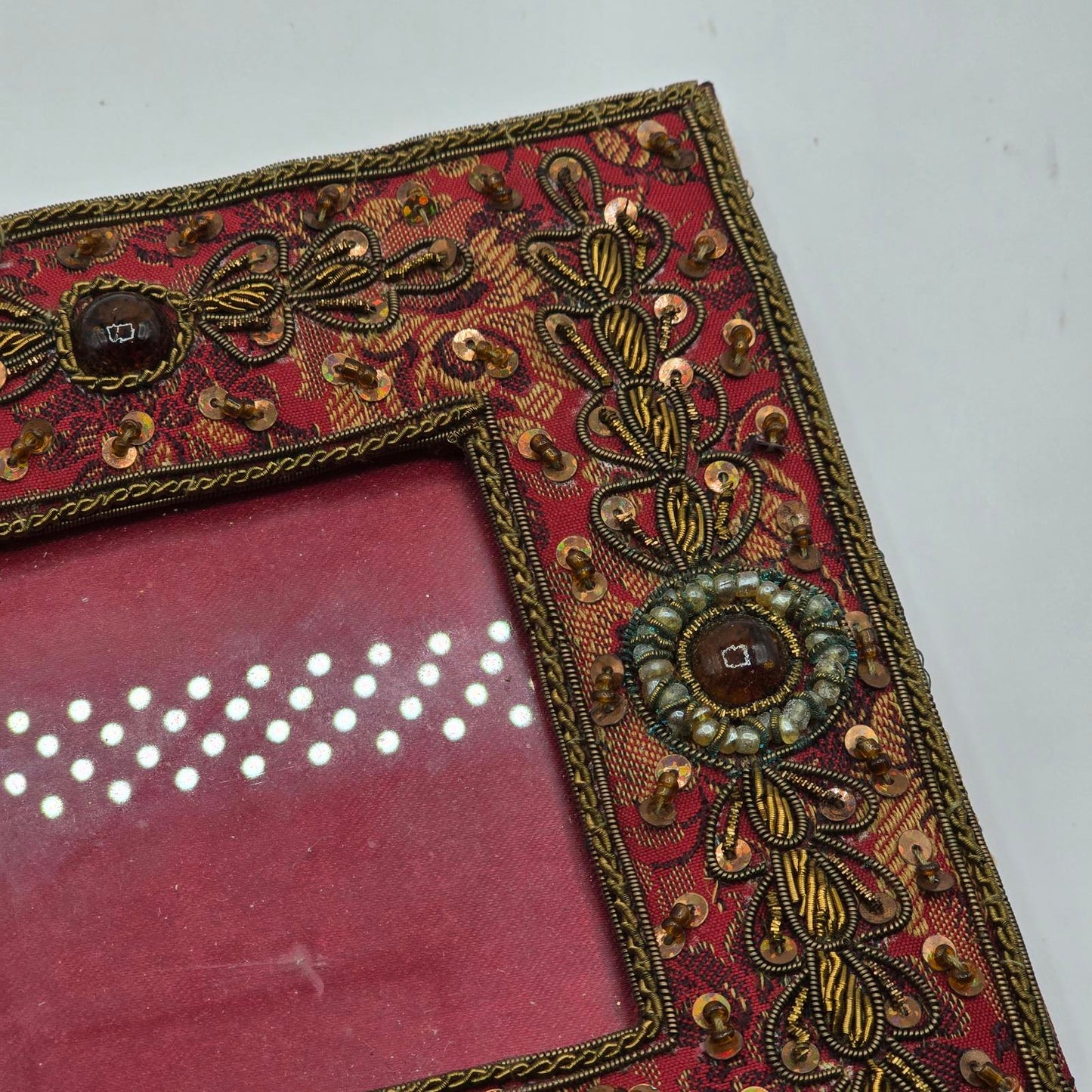 Floral Beaded and Appliqued Frame 3x3