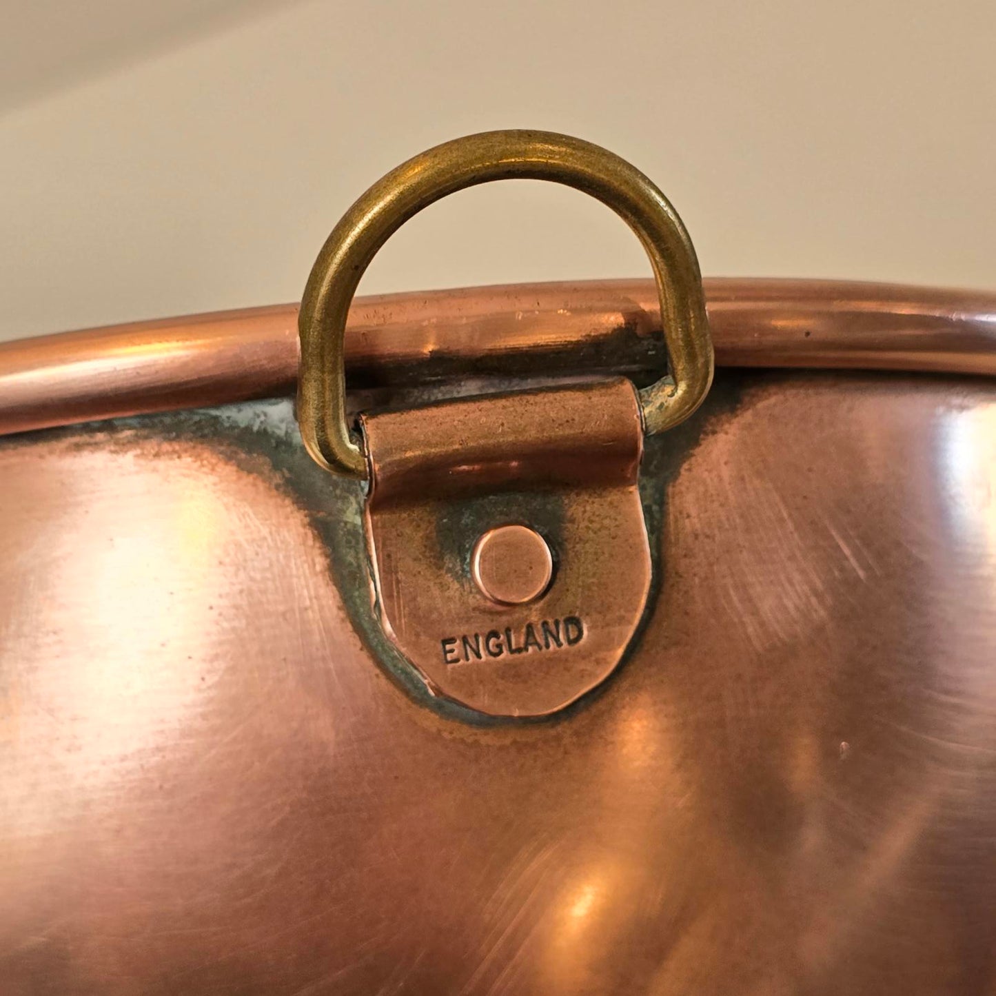 Vintage English Copper Mixing/Whipping Bowl with Loop Handle