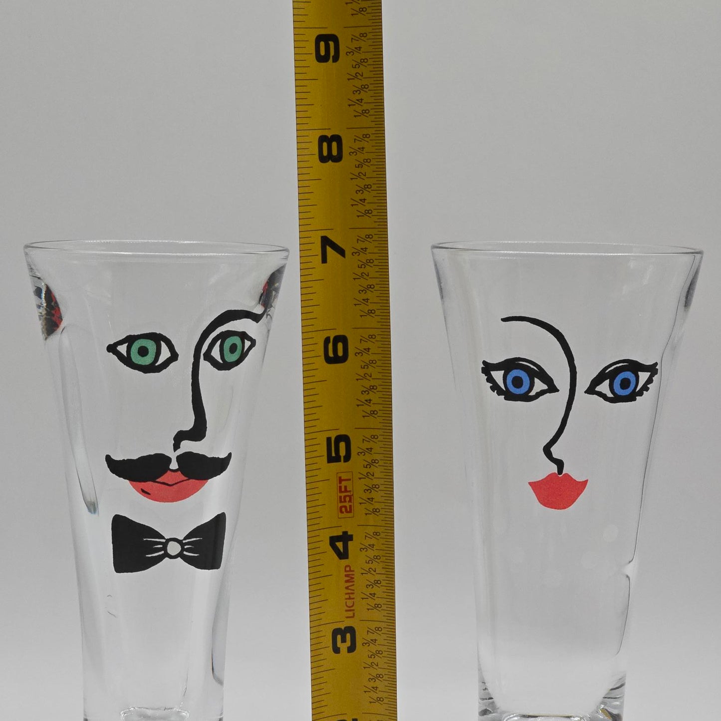Vintage Pilsner-Style "Face" Glasses designed by Renate Stock for Sea Glasbruk