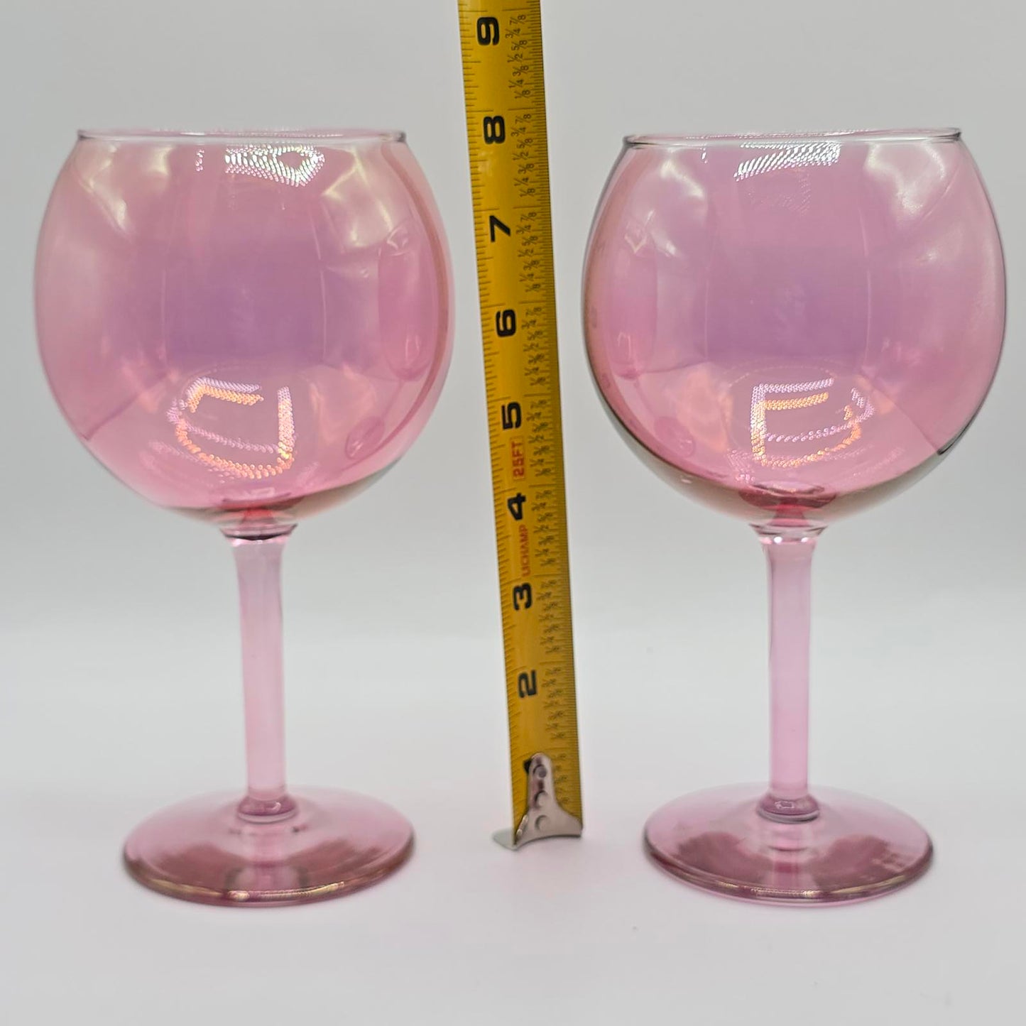 Iridescent Luster Cranberry Wine Goblets