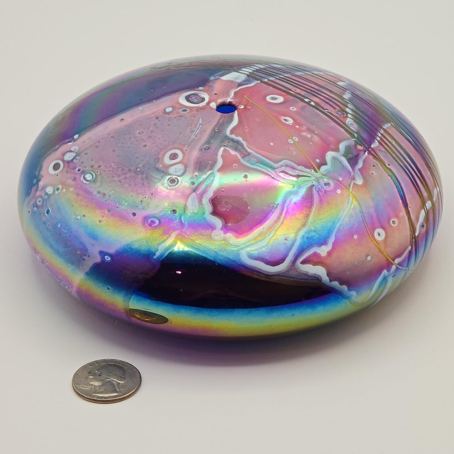 Erik Brakken Glasshouse Irridescent Oil Lamp/Paperweight - Pink/Purple/Blue