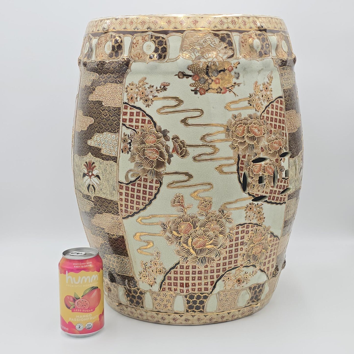 Vintage Hand-Painted Satsuma Style Garden Stool