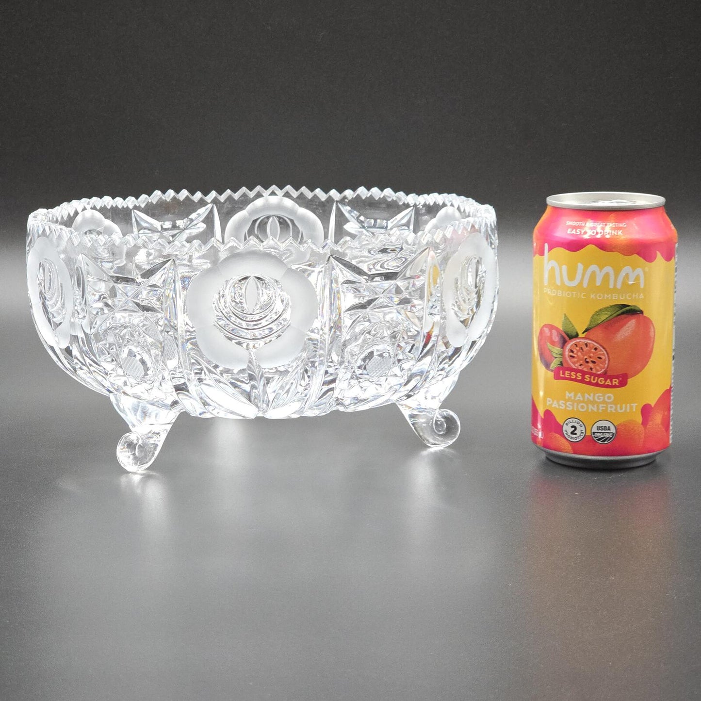 Vintage 9" Crystal Footed "Rose" Centerpiece Bowl