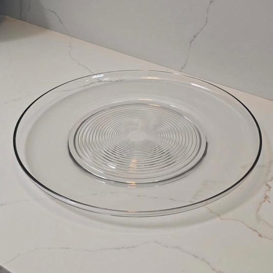 Vintage Glass Platter with Circular Ribbed Center