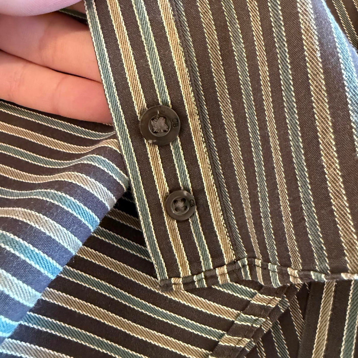 Cutter & Buck Brown Striped Men's XL Long Sleeve Button-Down Shirt