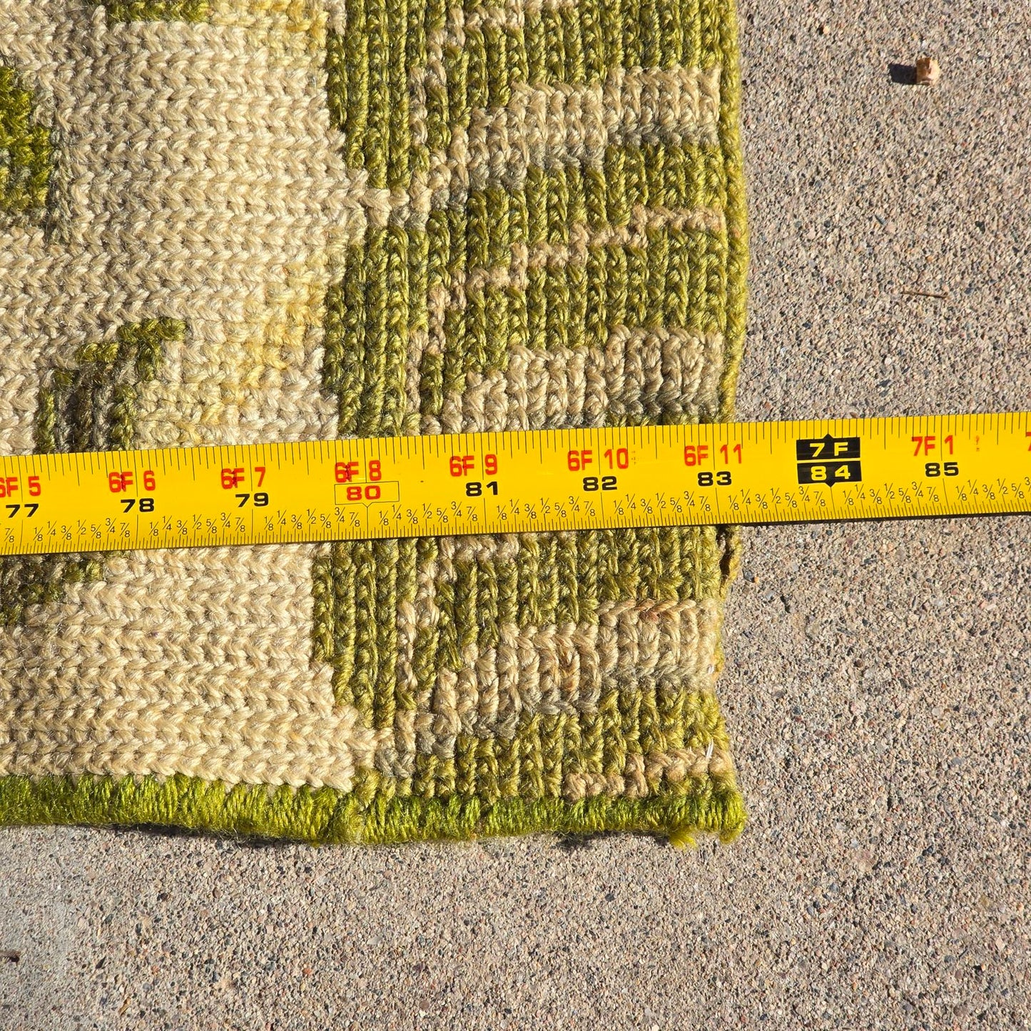 Vintage Hand-Knotted Wool Floral Needlepoint Rug -Green and Cream