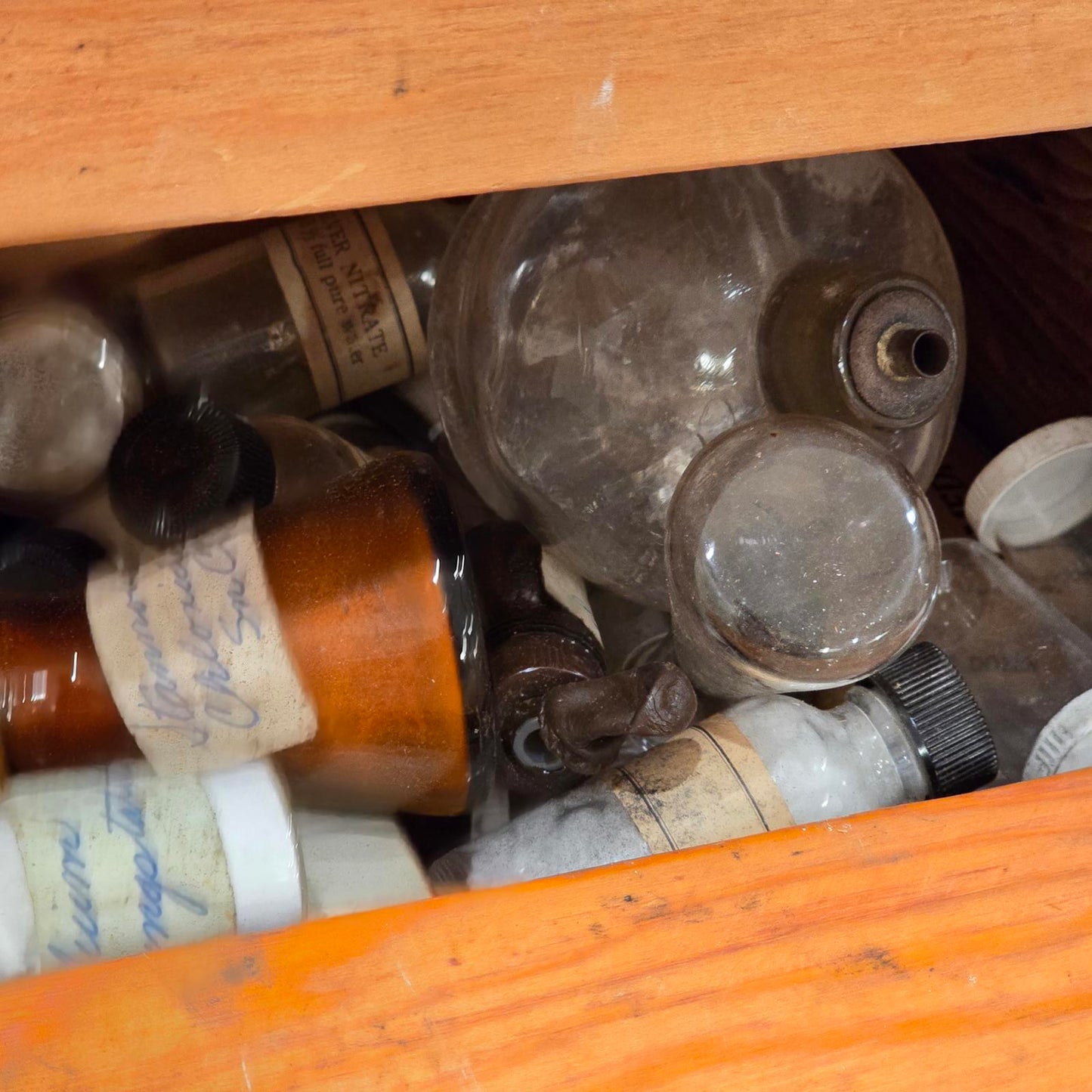 Vintage Apothecary/Geological Testing Set with Bottles, Instruments, and Chemicals