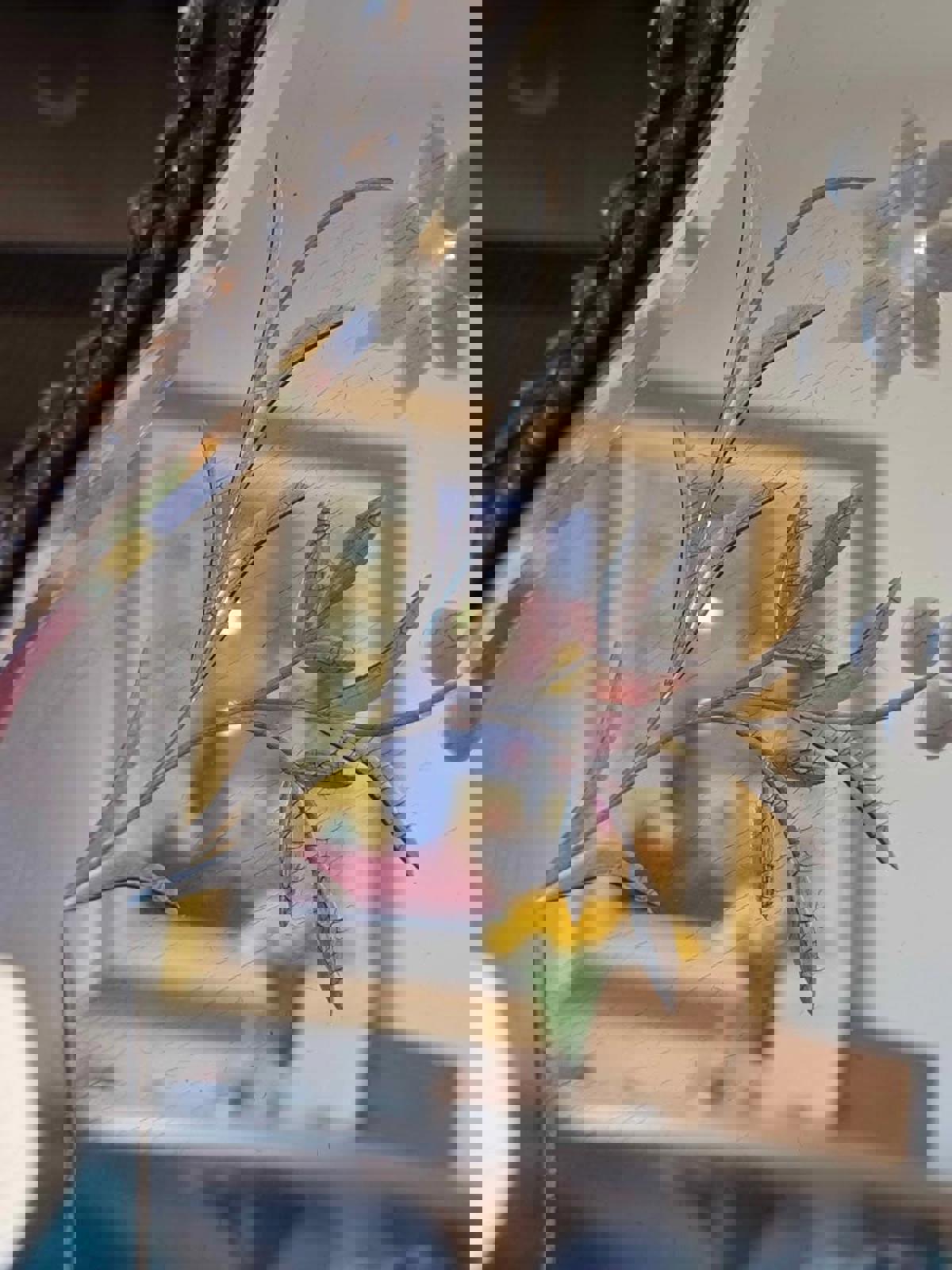 Antique Victorian Italian Etched Glass Triple-Panel Mantel/Sideboard Mirror