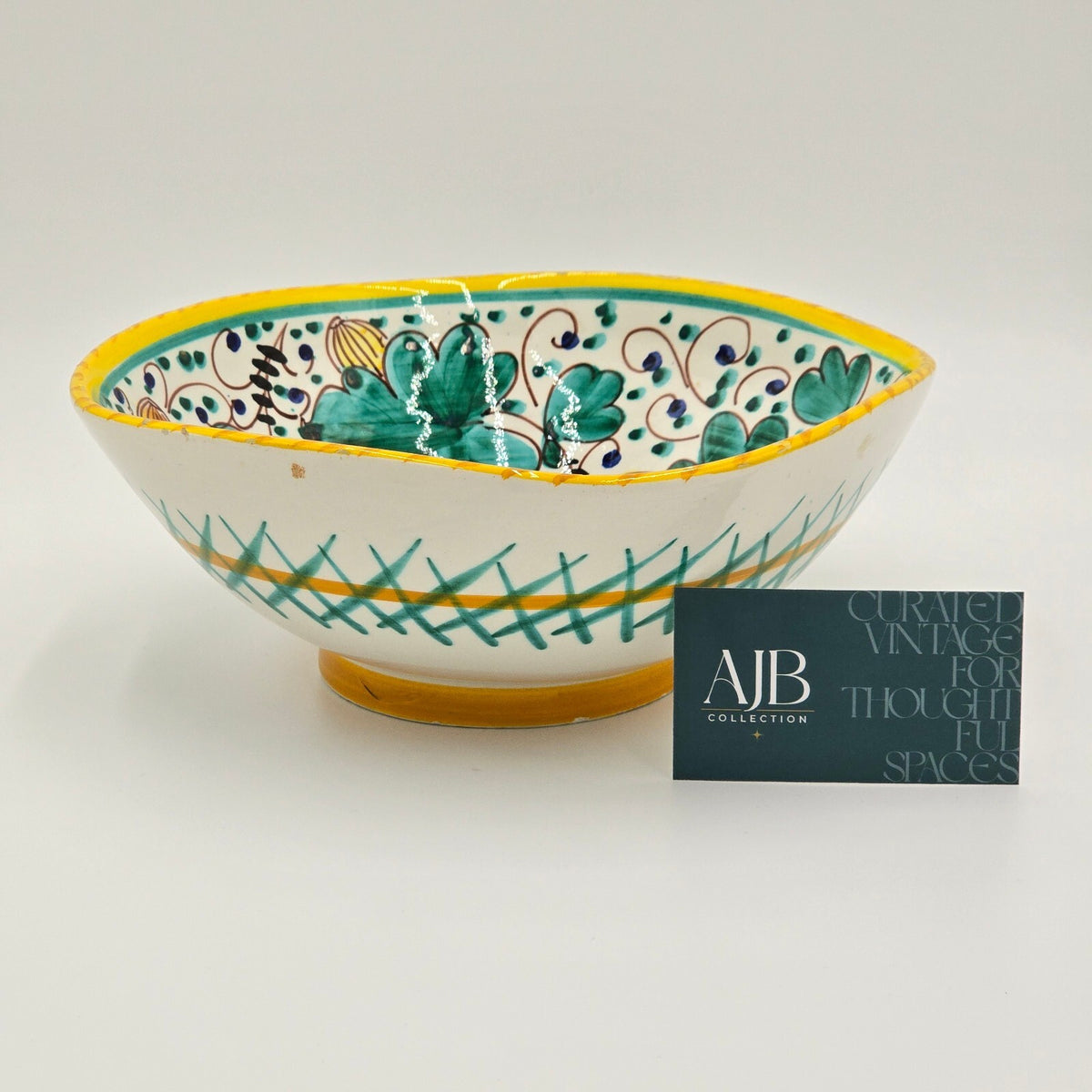 Deruta Hand-Painted Italian Ceramic Serving Bowl