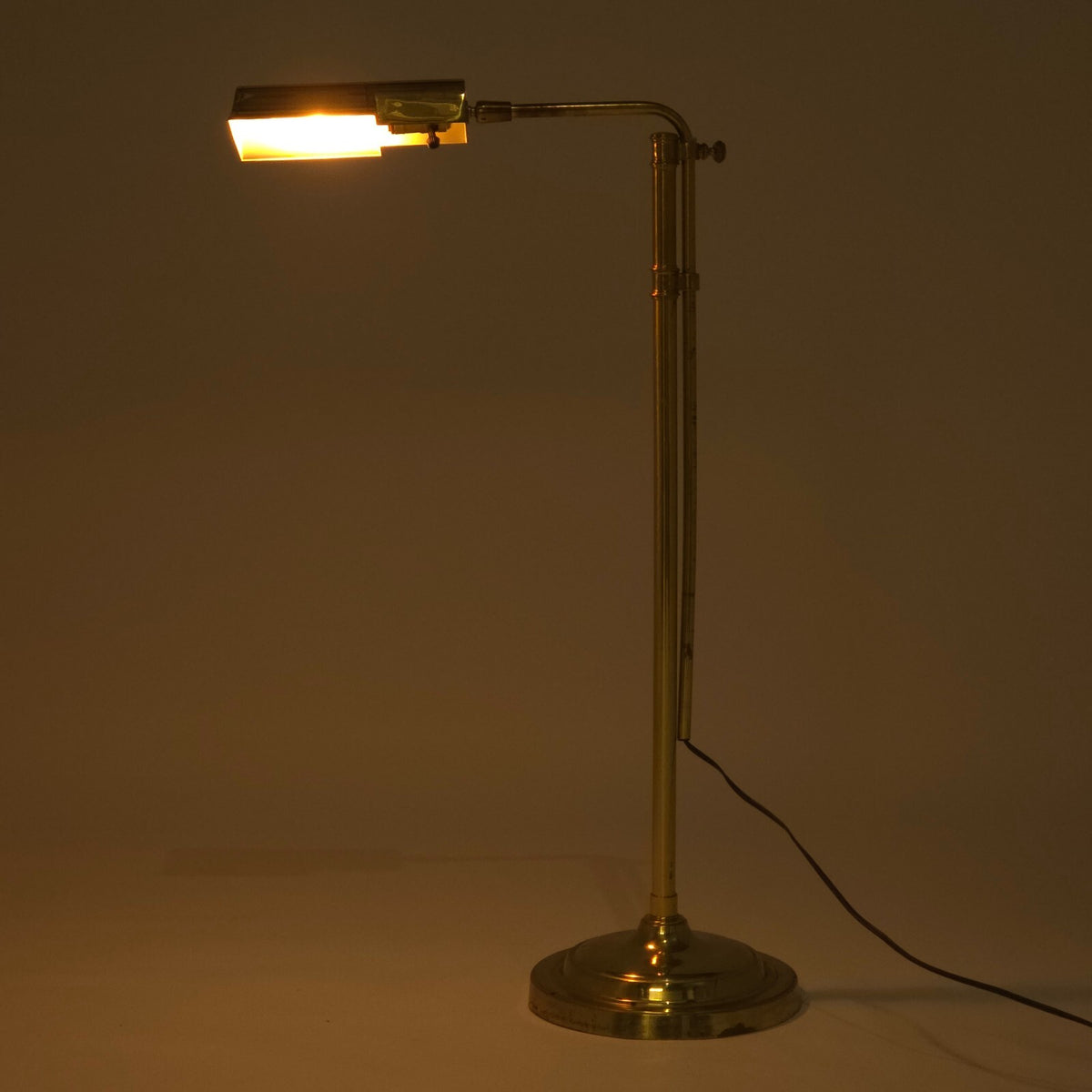 Adjustable Brass Pharmacy Floor Lamp Scalloped Shade Dimmable Reading Light