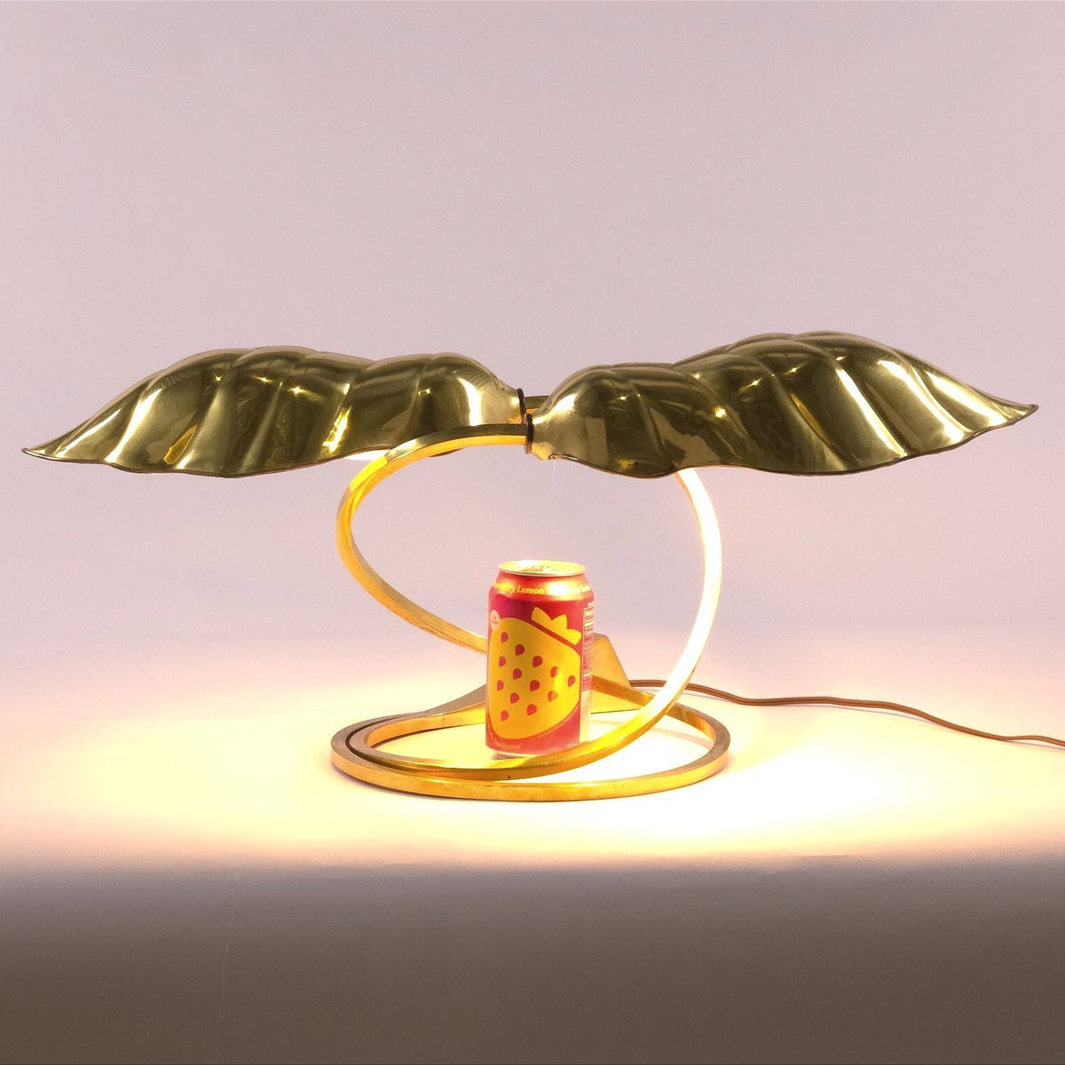 Vintage Chapman Brass Double Leaf Table Lamp 1979 Tommaso Barbi Style