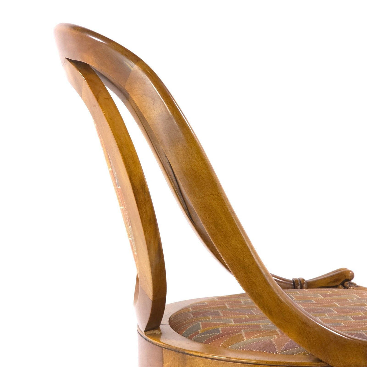 1920s French Art Deco Goose Head Dining Chairs Upholstered Pair