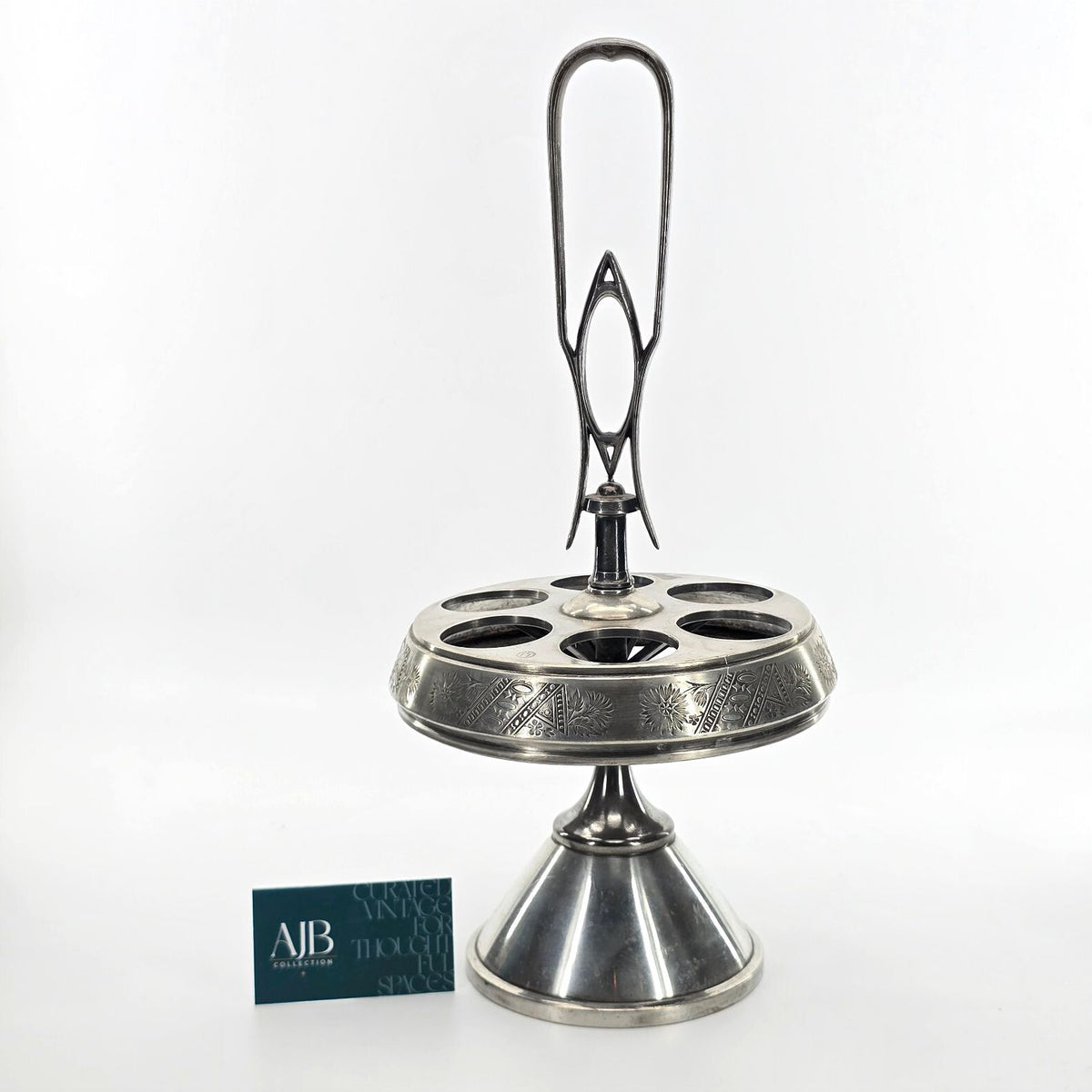 Antique Middletown Plate Co Quadruple Silverplate Revolving Cruet Stand