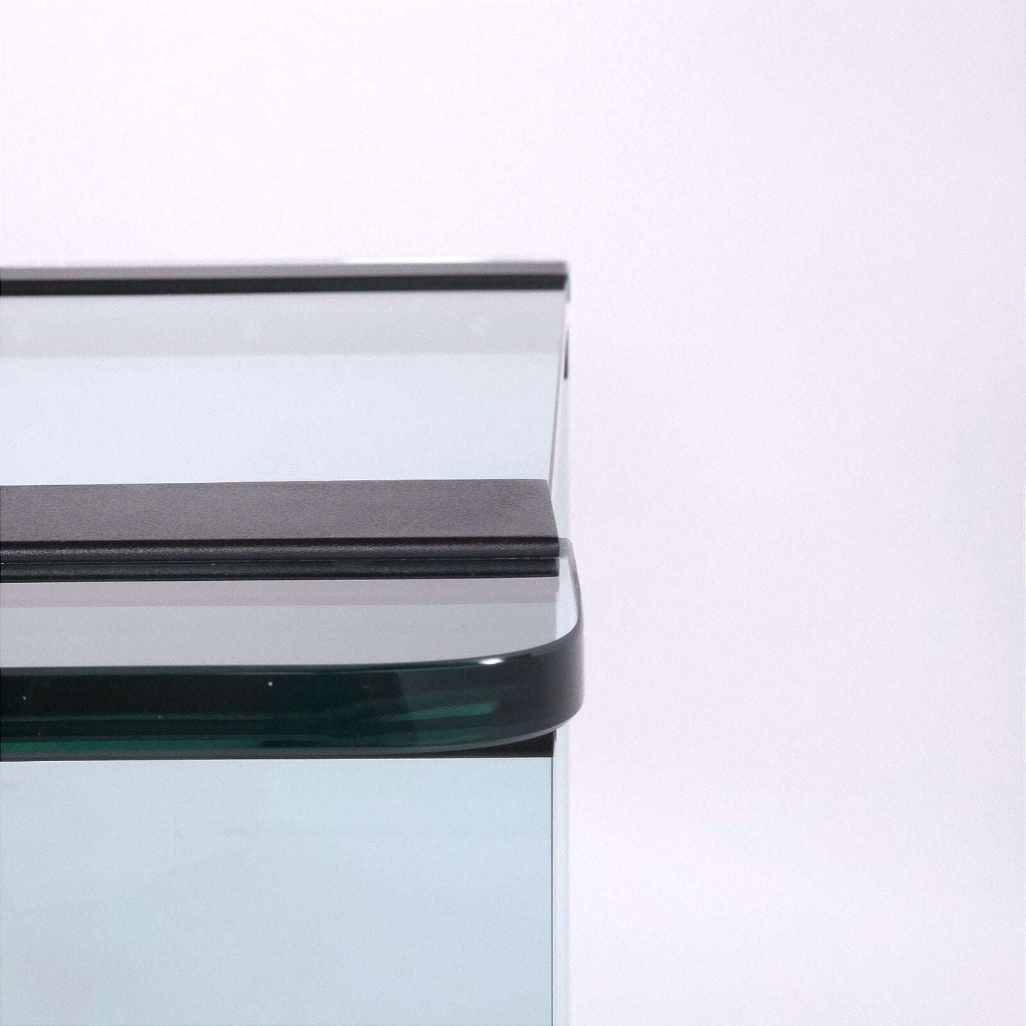 Modern Minimalist Glass Console Table with Black Metal Brackets