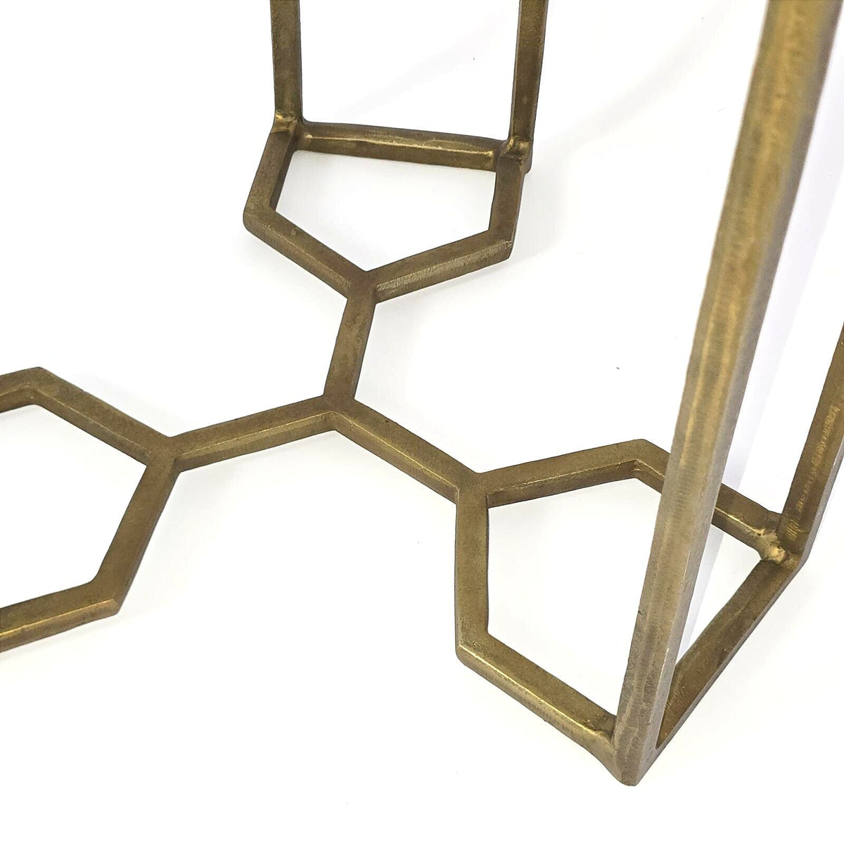 Four Hands Naomi Marlow Geometric Gold Metal Glass Top End Table 20"