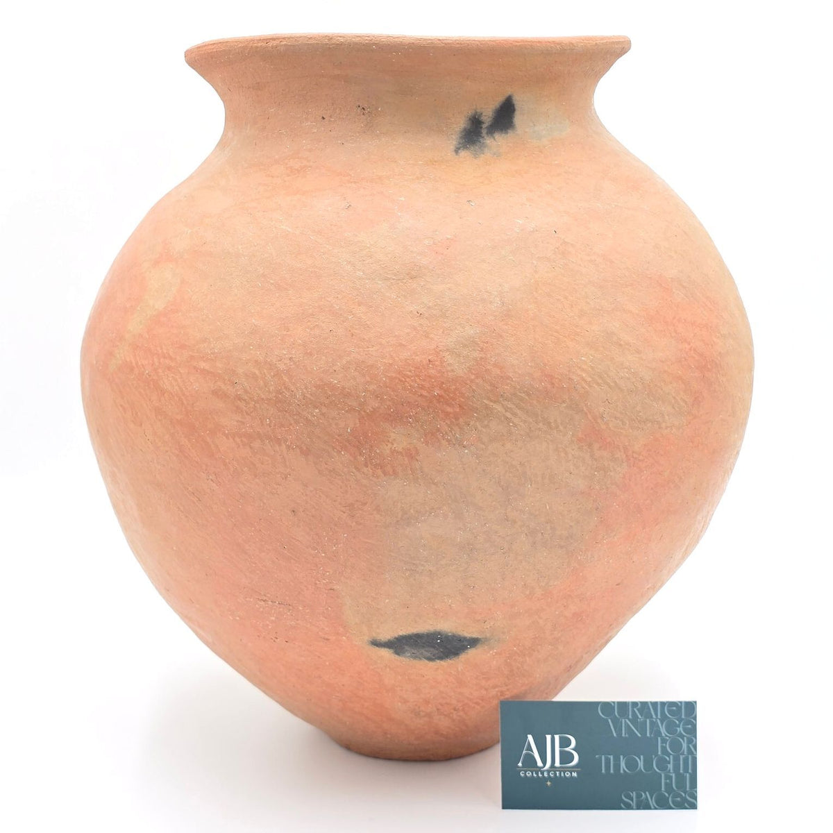 Large Terracotta Olla Pottery Vase Smoke Fired Style Rustic Clay Urn 13.75