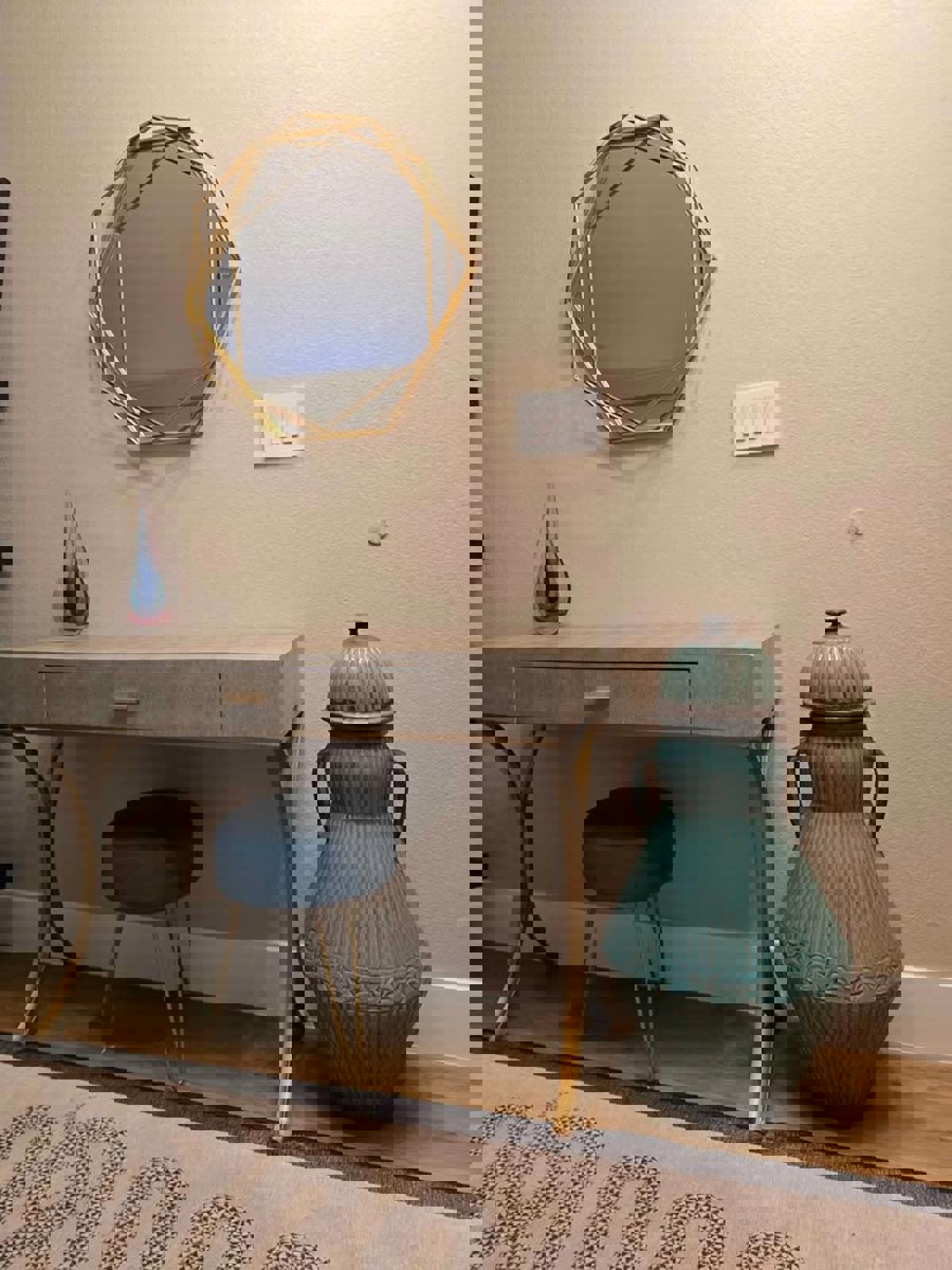 Vintage Pair of Monumental, Moroccan Floor Vases with Handles and Domed-Lids