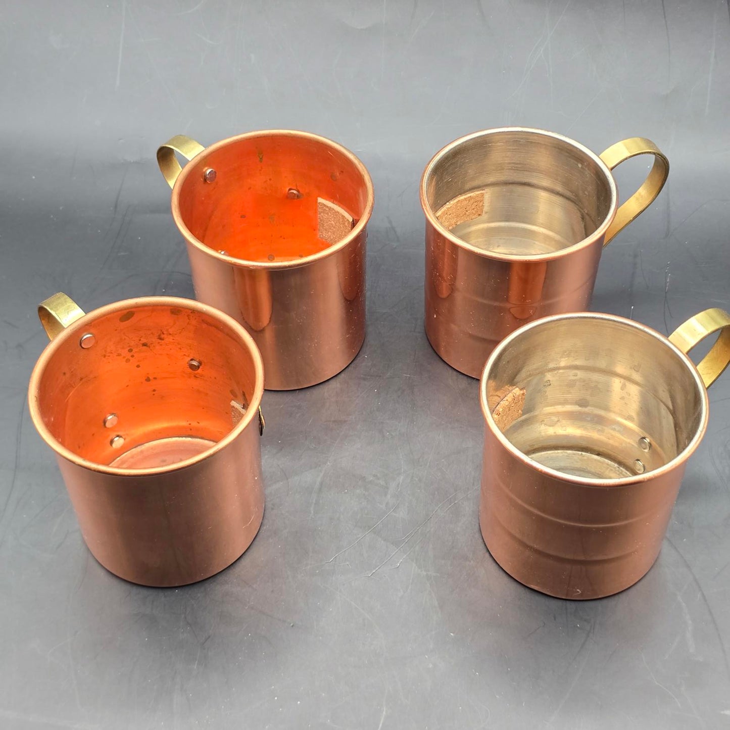 Vintage Set of Copper and Brass Mugs