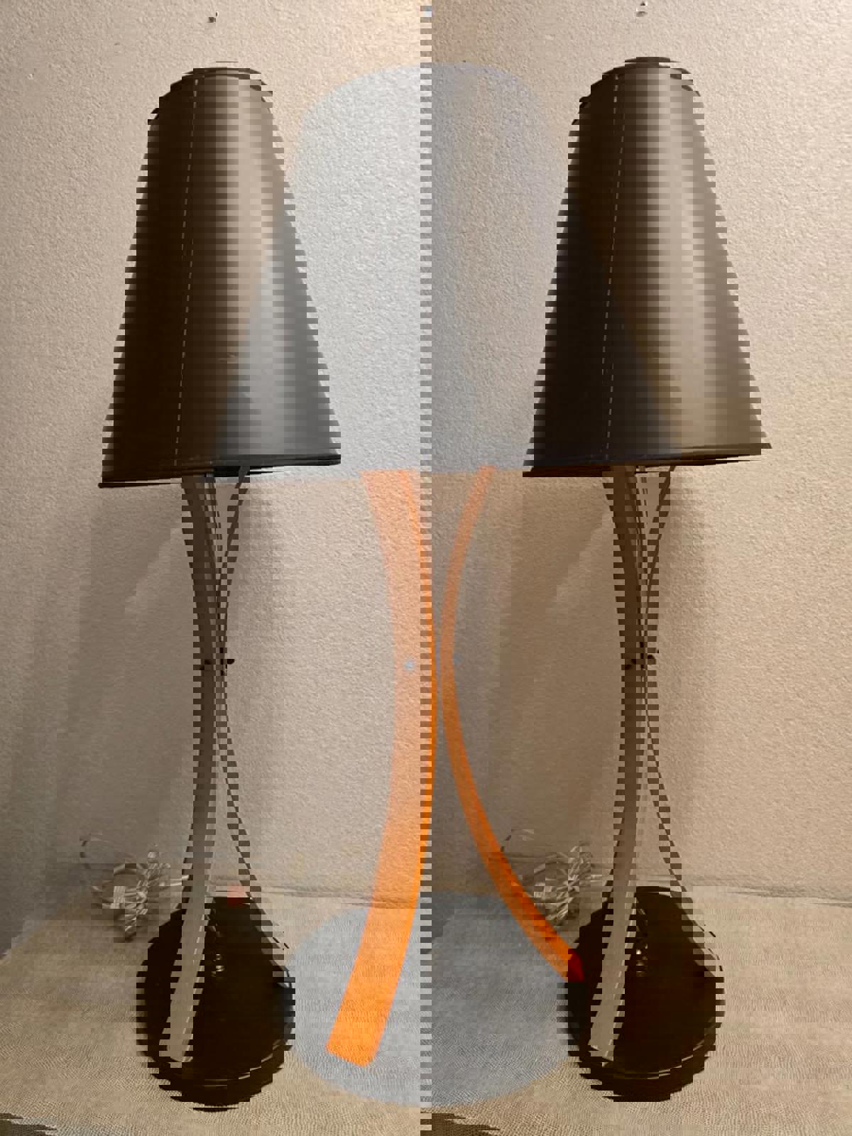 MCM Wood Lamp w/ Black Shade