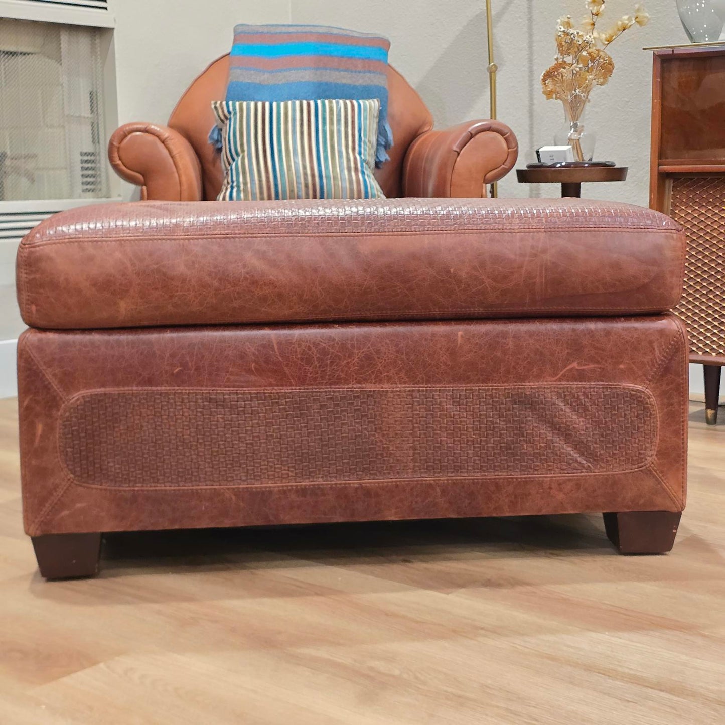Stickley "Santa Fe" Style Leather Ottoman By Creative Leather
