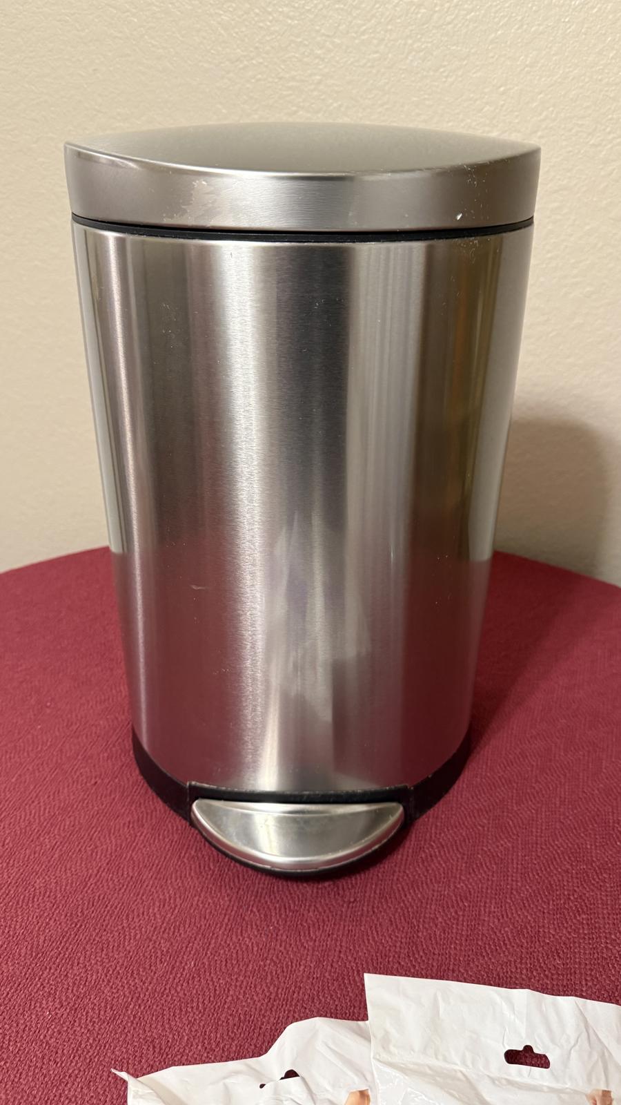 SimpleHuman 2.6 Gallon Half-Round Waste Basket and 60 Drawstring Trash Bags