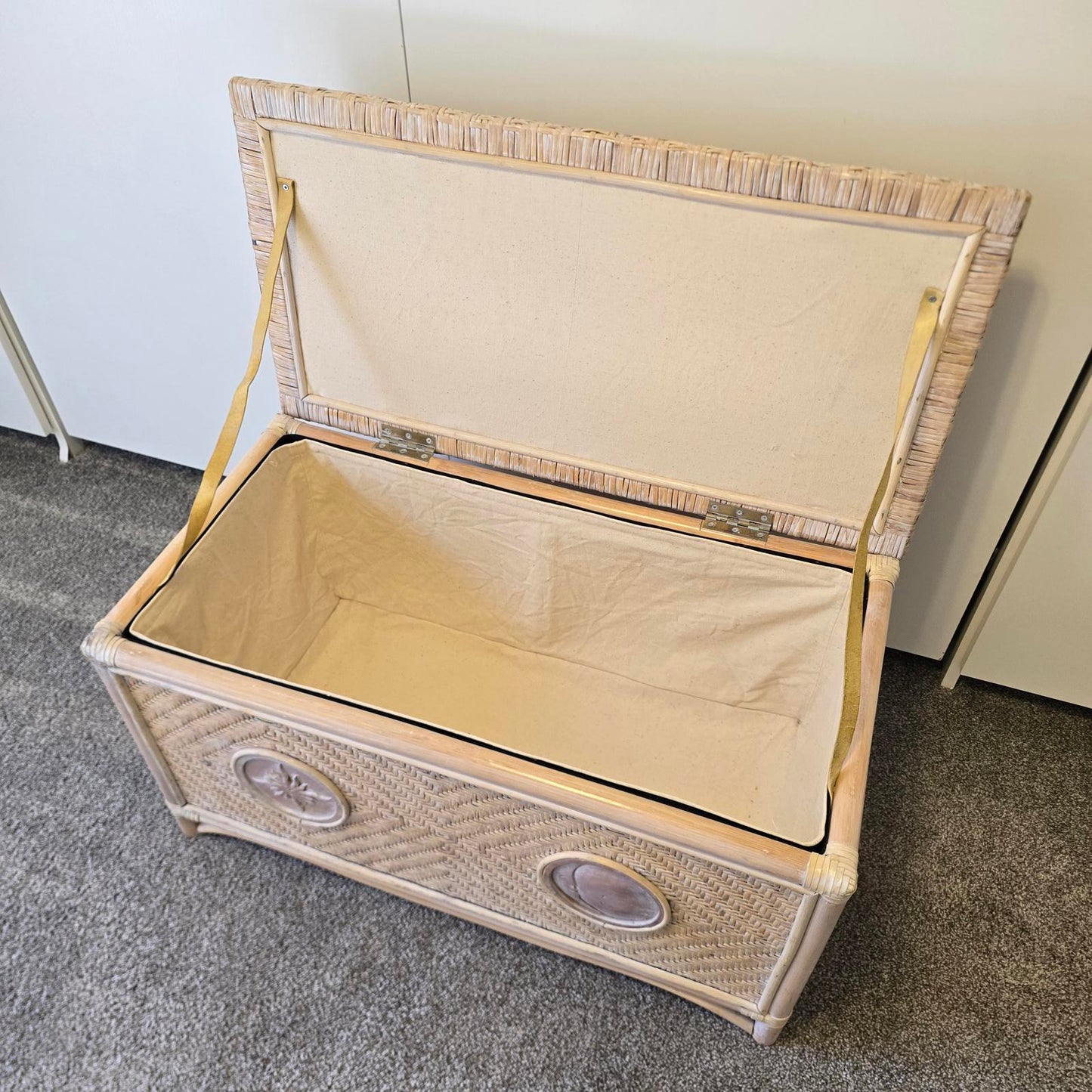 Vintage Rattan Sun and Moon Chest