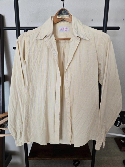 Vintage Women's Yellow Pinstriped Shirt - Small