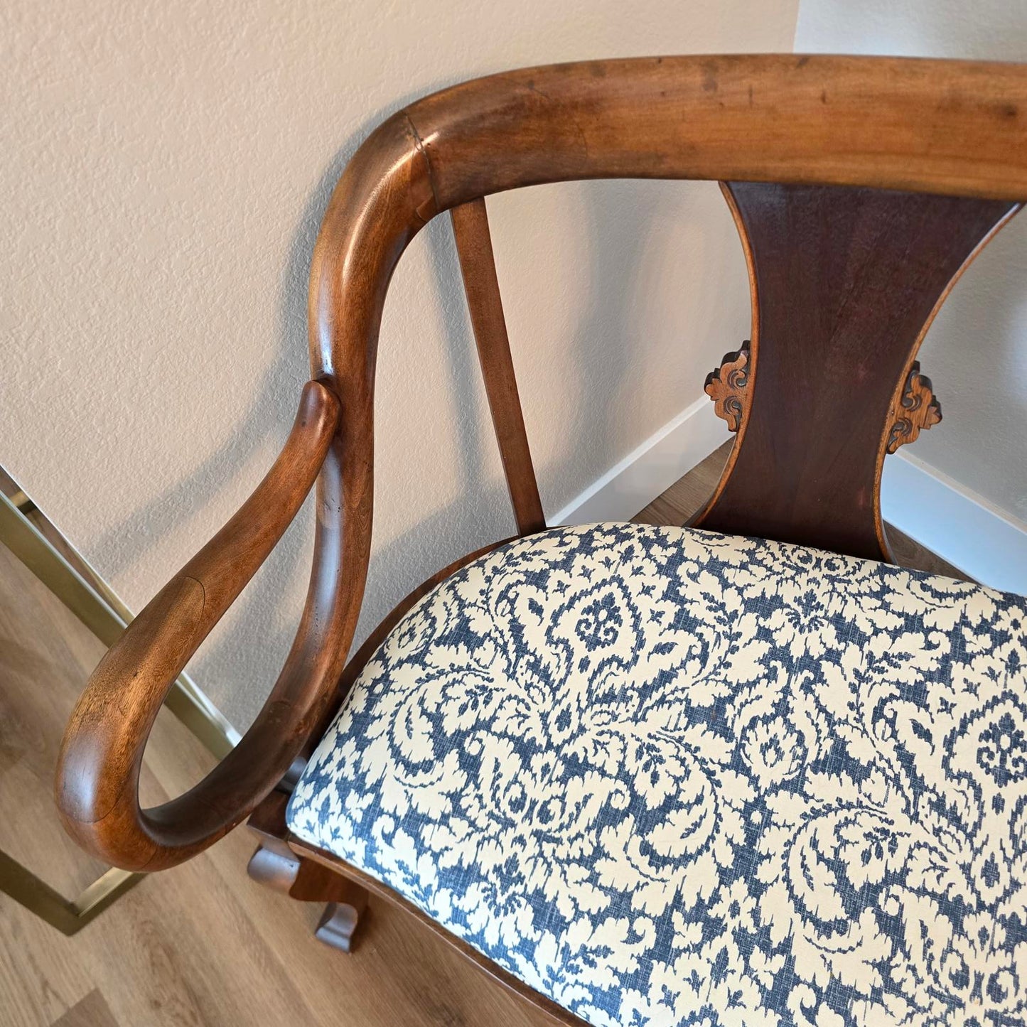 Antique English Regency Carved Walnut Settee/Bench
