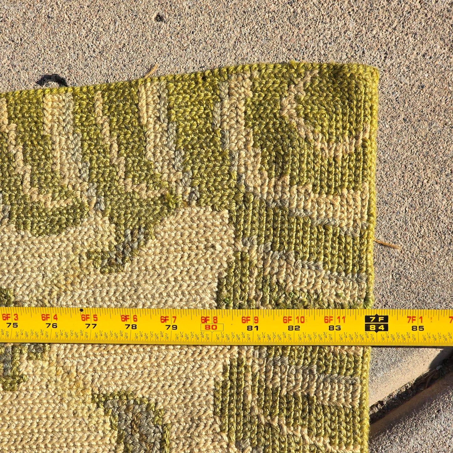 Vintage Hand-Knotted Wool Floral Needlepoint Rug -Green and Cream