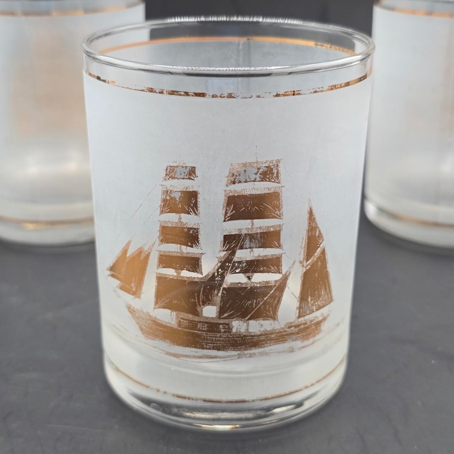 Vintage MCM Culver Ltd Schooner Ship Glasses