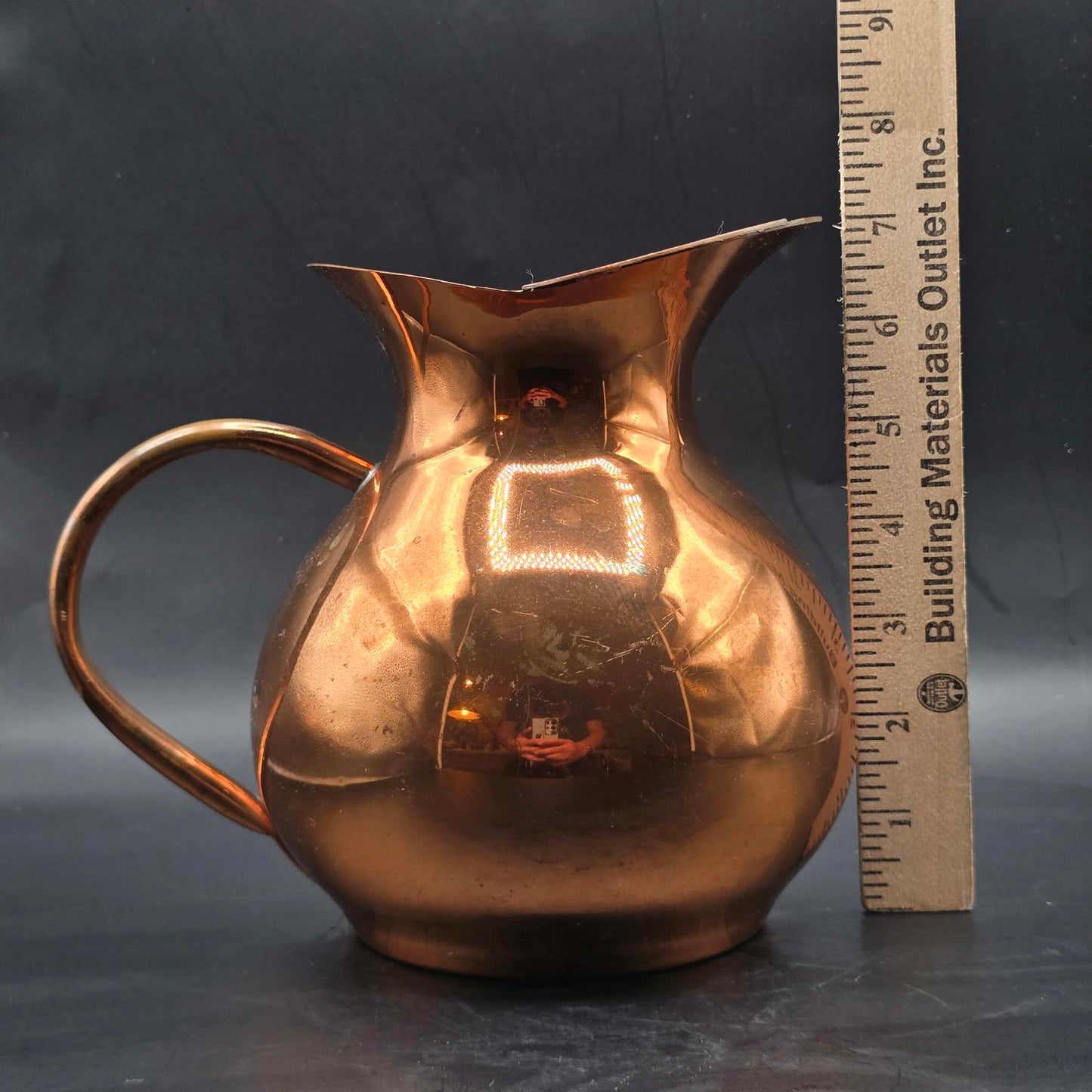 Vintage Copper Pitcher with Ice Lip