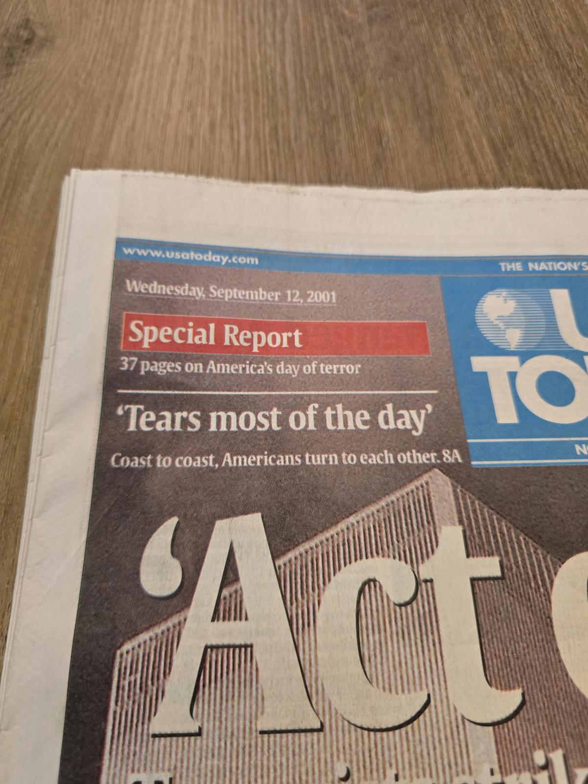 Los Angeles Times and USA Today- "Act of War" 9/12/2001