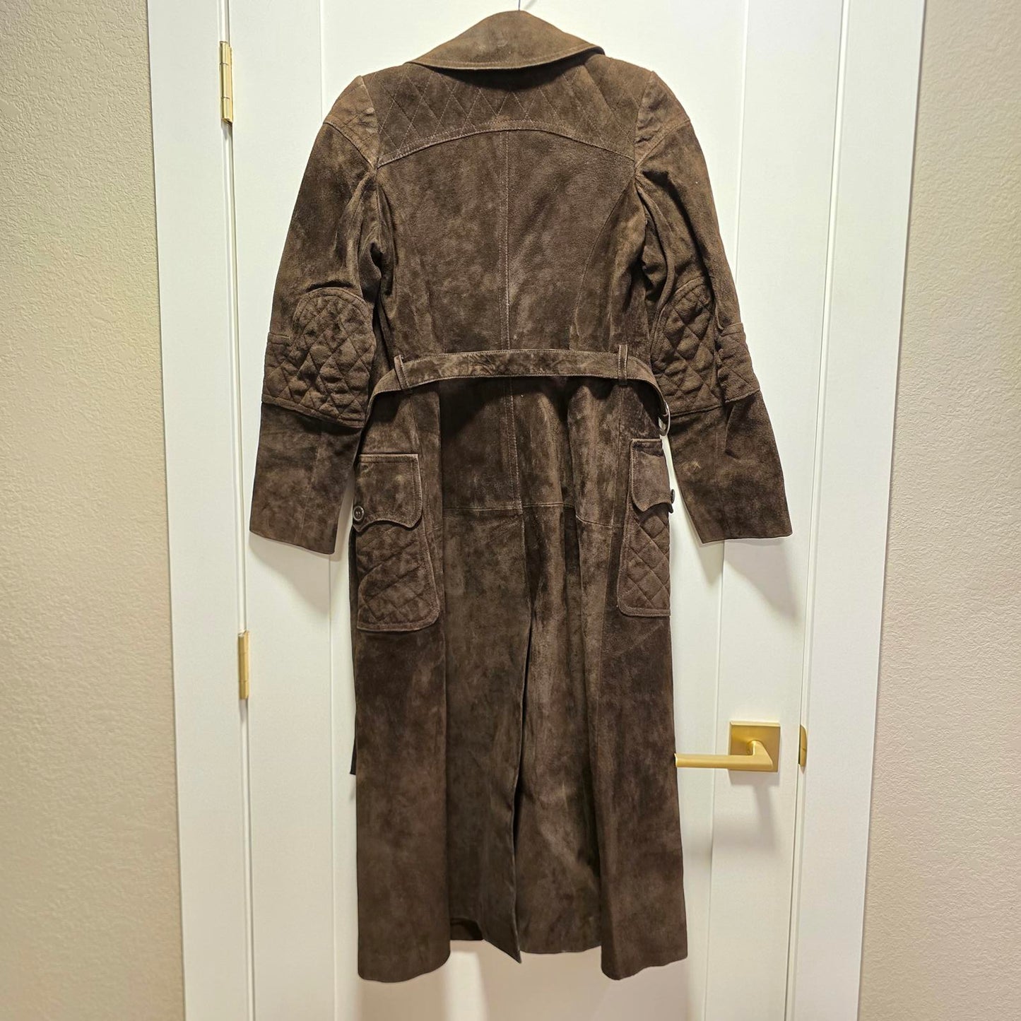 Vintage Sysser Ginsborg Design Brown Suede Trench Coat