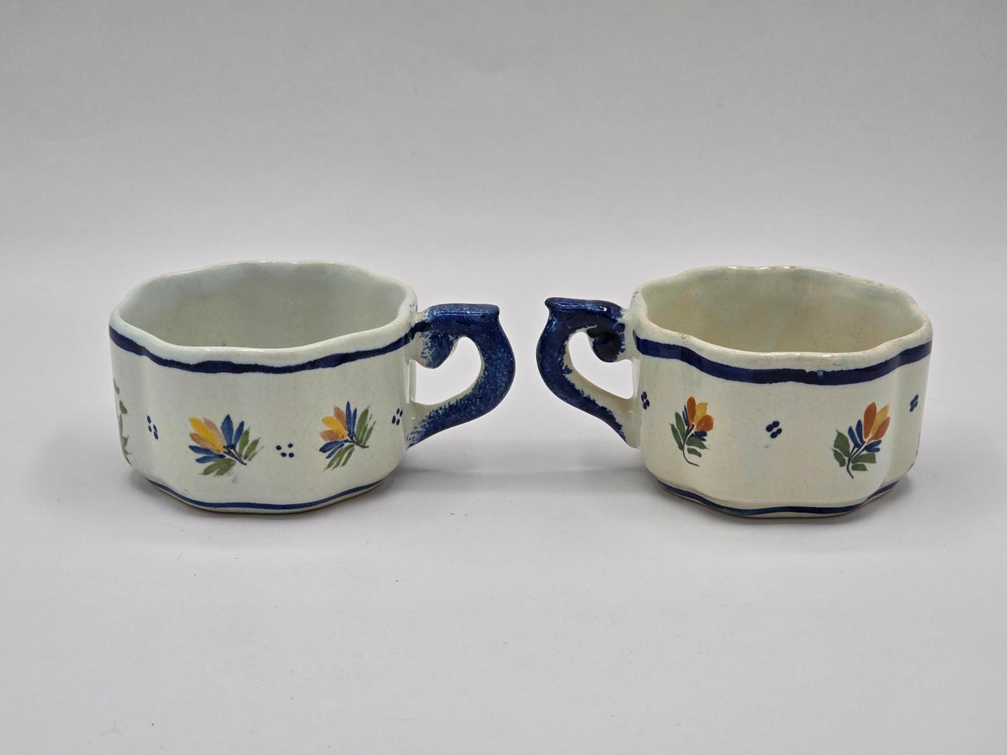 Vintage/Antique Henriot Quimper French Faience Pottery Tea Cups