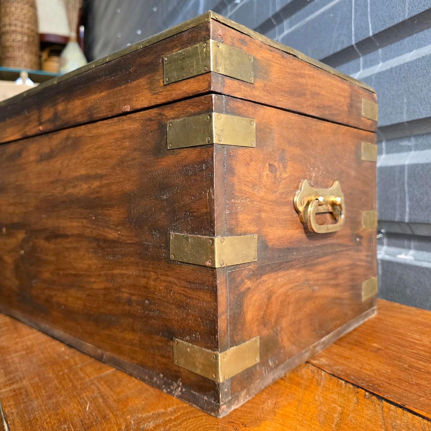 Antique Georgian Walnut and Brass Coffer/Chest