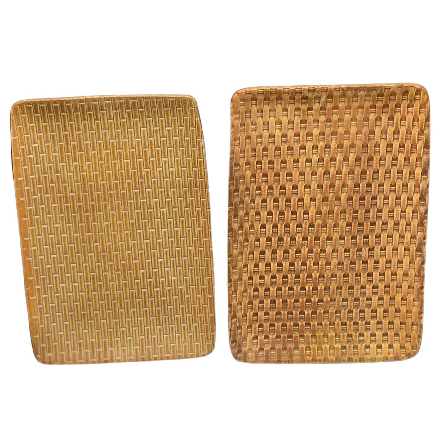 Handcrafted Studio Pottery Basket Weave Pattern - Set of 2, Rectangular Dishes