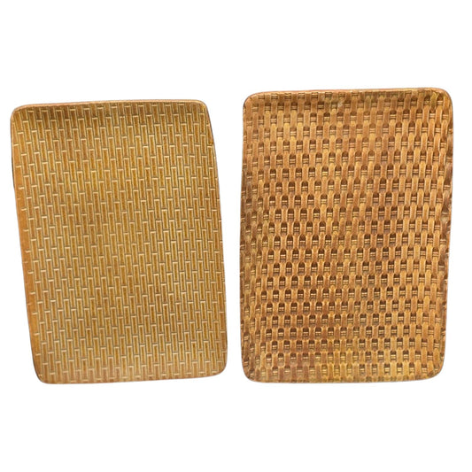 Handcrafted Studio Pottery Basket Weave Pattern - Set of 2, Rectangular Dishes