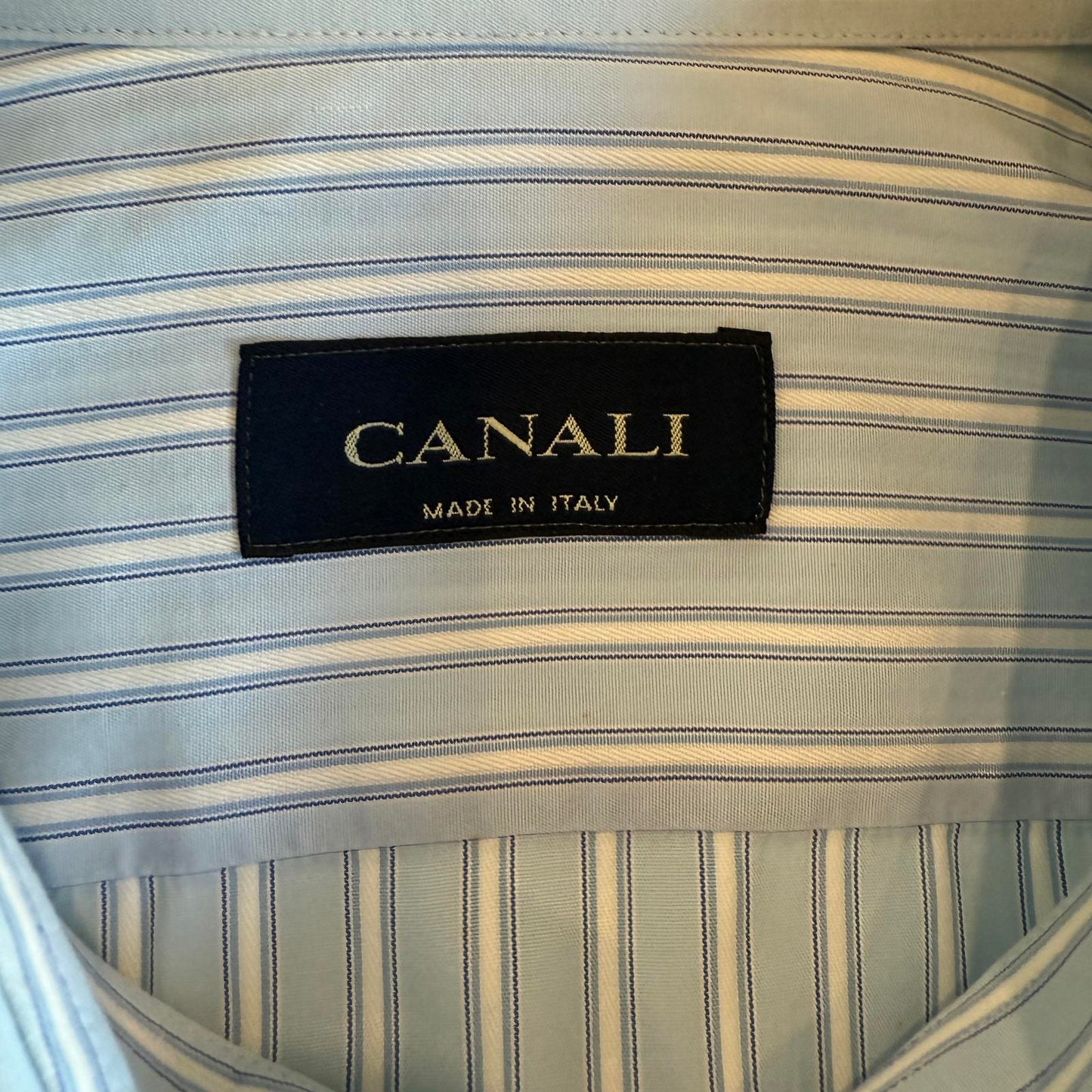 Canali Blue Striped Men's Dress Shirt