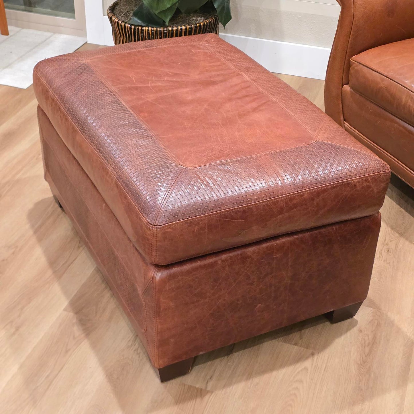 Stickley "Santa Fe" Style Leather Ottoman By Creative Leather