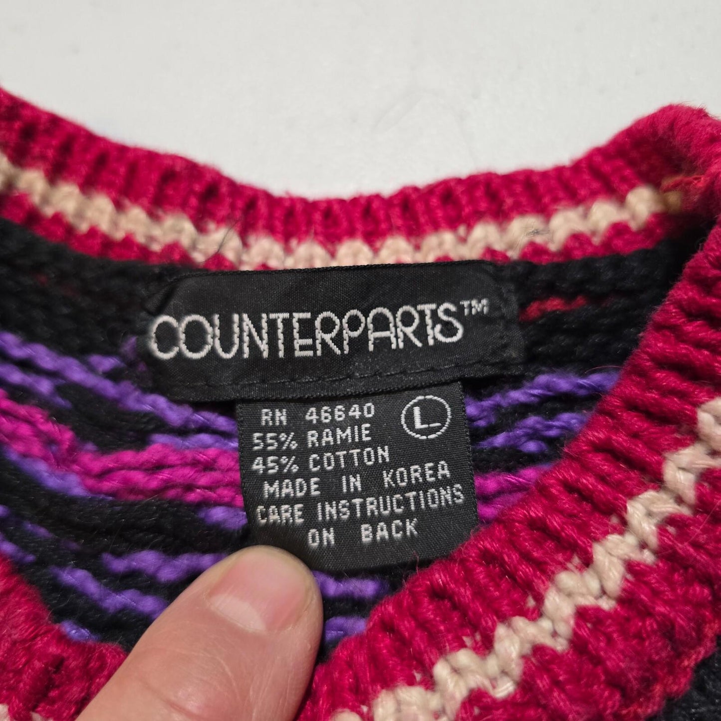 Counterparts Small Women's Sweater - Green W/ Purple / Blue