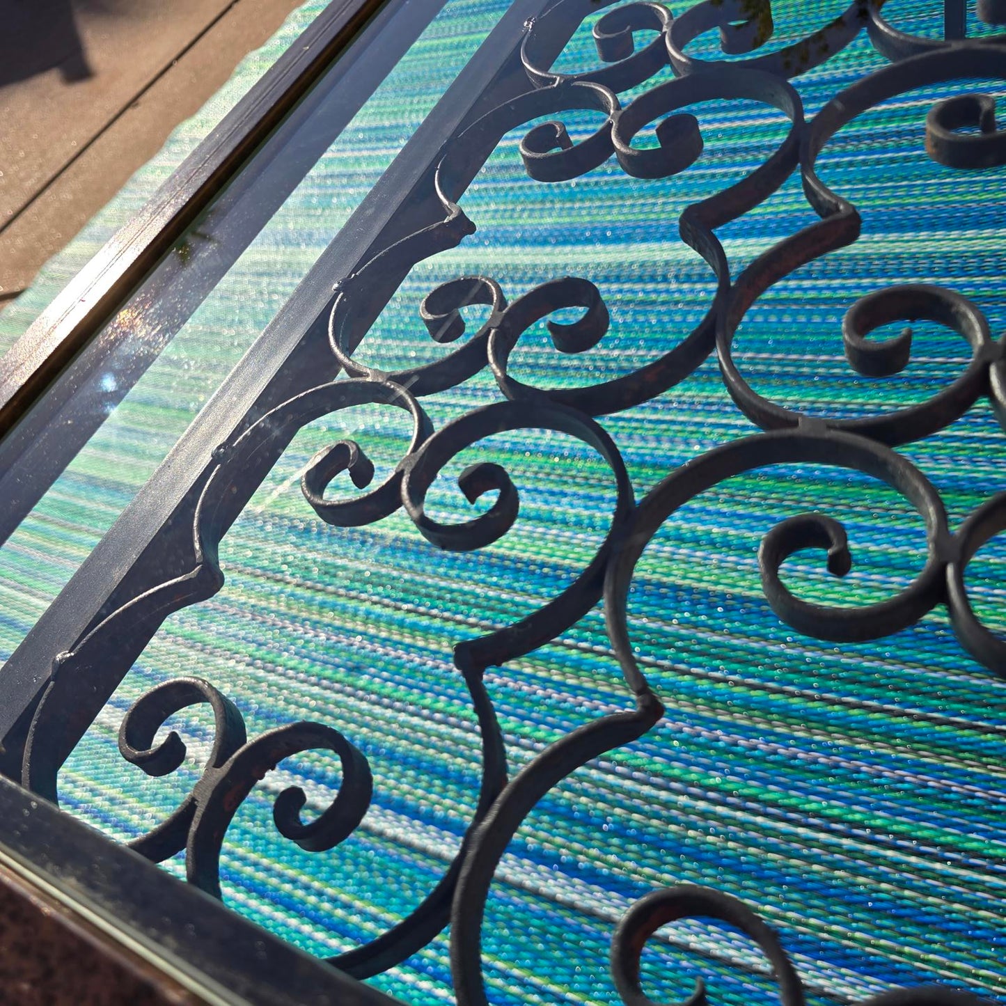 Spanish Revival Wrought Iron Glass-Top Console Table