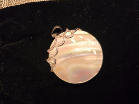 Large Mabe Pearl Pendant With Real Gemstones and Sterling Filigree
