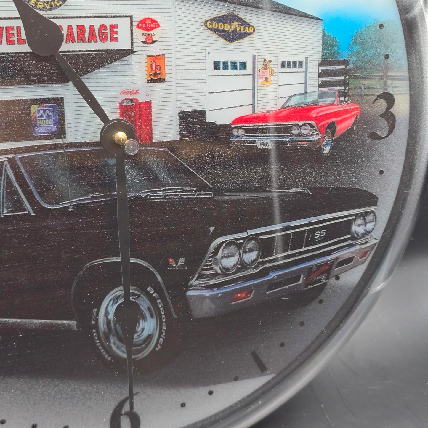 Backlit LED Clock- 1966 Black Chevrolet Chevelle