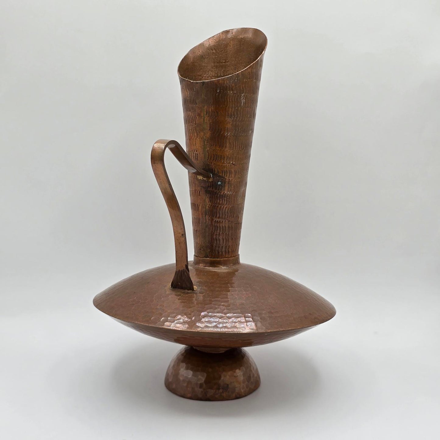 Vintage MCM Asymmetrical Hammered-Copper Pitcher