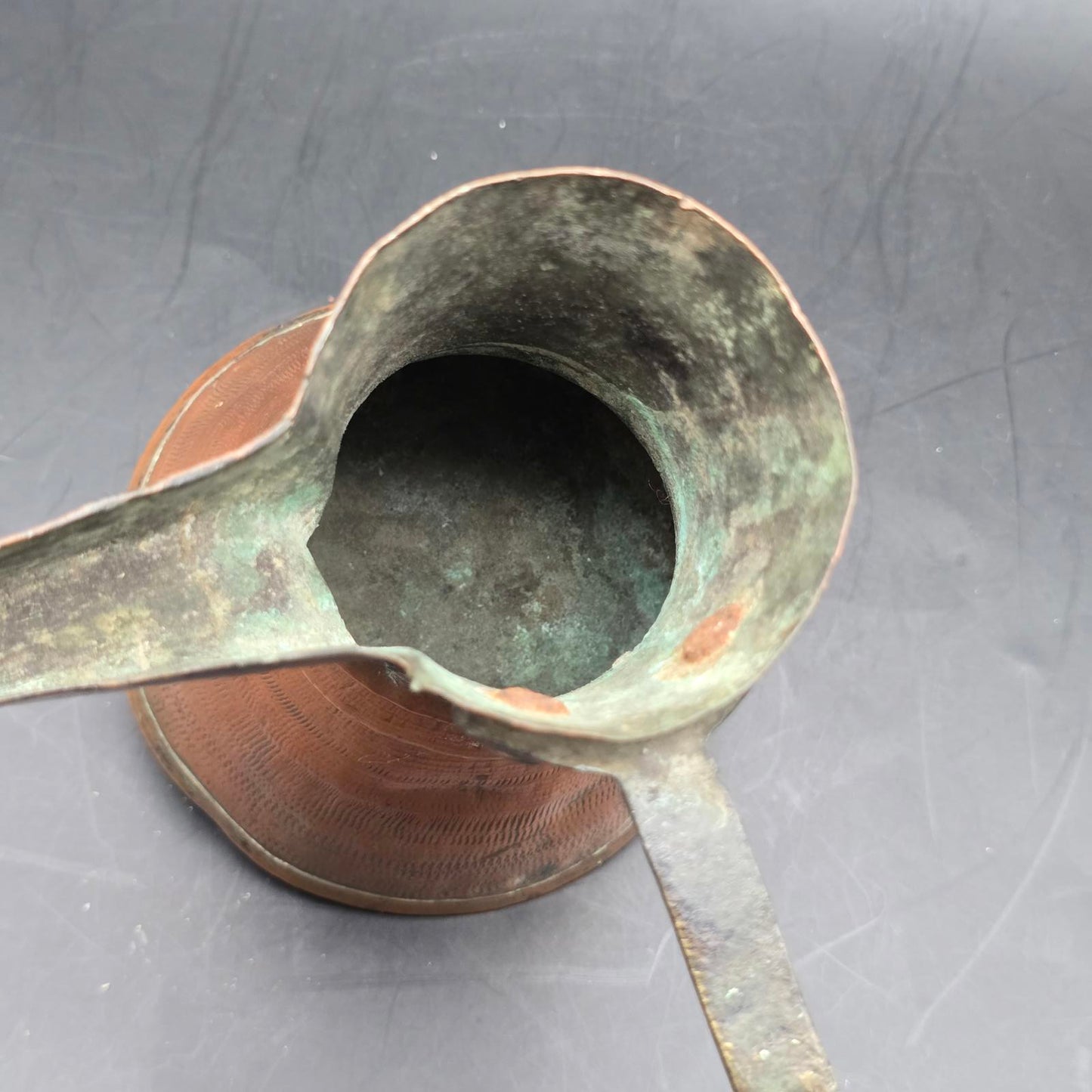 Vintage/Antique Copper Turkish Coffee Pot with Brass Handle